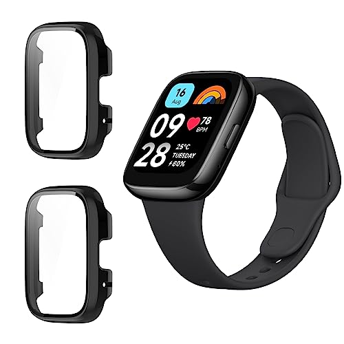 Dabuu Hülle Kompatibel mit Xiaomi Redmi Watch 3 Active/Redmi Watch 3 Lite [2 Stück], PC Harte Schutzhülle Vollschutz Kratzfest Gehäuse Ultradünner Puffer Schutz Case - Schwarz von Dabuu