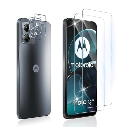 Dabuu Schutzfolie für Panzerglas für Motorola Moto G14 + Kameraschutz [2+2 Stück], HD Panzerfolie 9H Härte Anti-Kratzen Schutzglas Blasenfrei Displayschutzfolie Folie - Transparent von Dabuu
