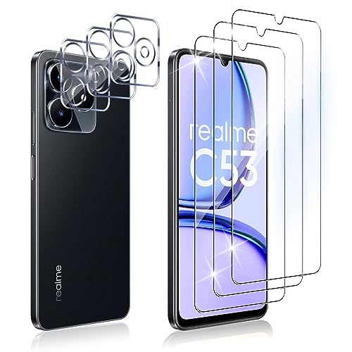 Dabuu Schutzfolie für Panzerglas für Realme C53 + Kameraschutz [3+3 Stück], HD Panzerfolie 9H Härte Anti-Kratzen Schutzglas Blasenfrei Displayschutzfolie Folie - Transparent von Dabuu