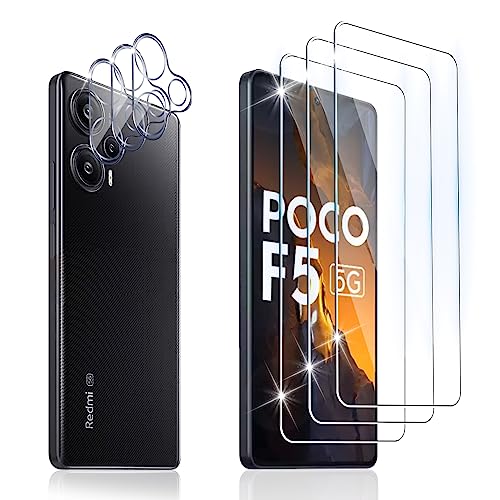 Dabuu Schutzfolie für Panzerglas für Xiaomi Poco F5 5G/Xiaomi Redmi Note 12 Turbo + Kameraschutz [3+3 Stück], HD Panzerfolie 9H Härte Schutzglas Blasenfrei Displayschutzfolie Folie - Transparent von Dabuu