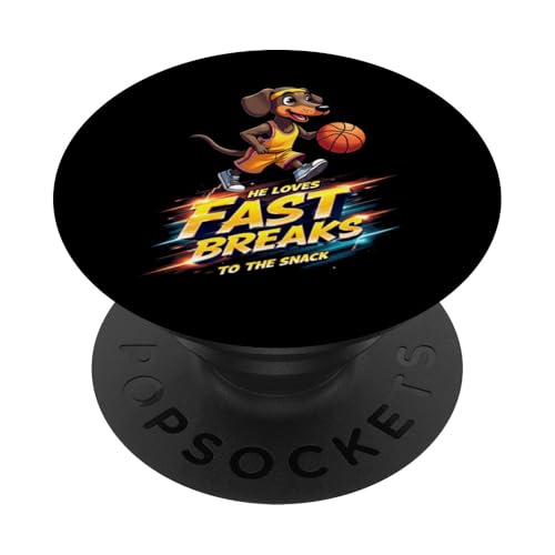 Lustiges Basketball-Geschenk für Dackel-Hundeliebhaber PopSockets Klebender PopGrip von Dachshund Fun Designs