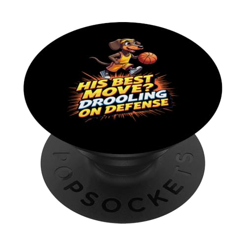 Lustiges Basketball-Geschenk für Dackel-Hundeliebhaber PopSockets Klebender PopGrip von Dachshund Fun Designs
