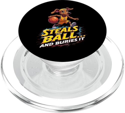 Lustiges Basketball-Geschenk für Dackel-Hundeliebhaber PopSockets PopGrip für MagSafe von Dachshund Fun Designs