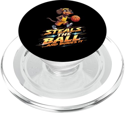 Lustiges Basketball-Geschenk für Dackel-Hundeliebhaber PopSockets PopGrip für MagSafe von Dachshund Fun Designs