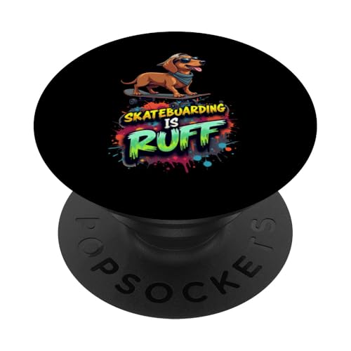 Lustiges Skateboard-Geschenk für Dackel-Hundebesitzer PopSockets Klebender PopGrip von Dachshund Fun Designs