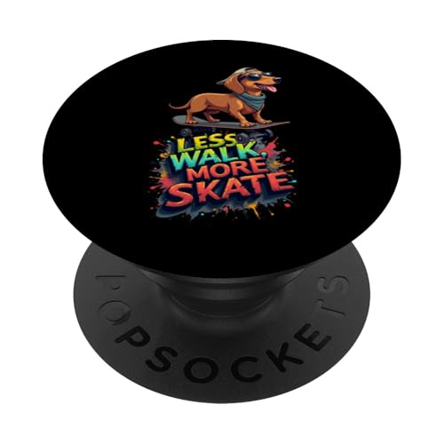 Lustiges Skateboard-Geschenk für Dackel-Hundebesitzer PopSockets Klebender PopGrip von Dachshund Fun Designs