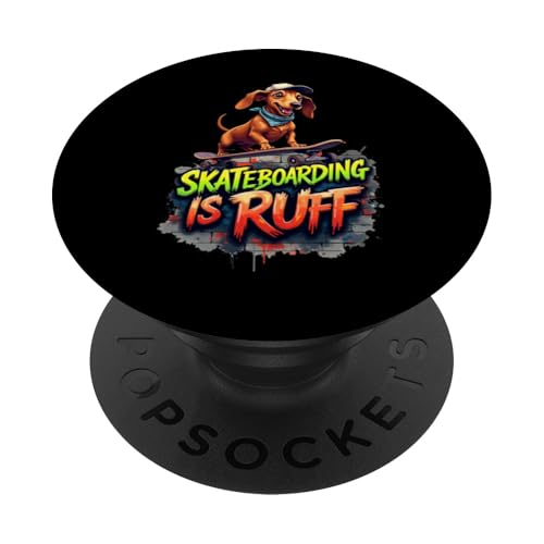 Lustiges Skateboard-Geschenk für Dackel-Hundebesitzer PopSockets Klebender PopGrip von Dachshund Fun Designs