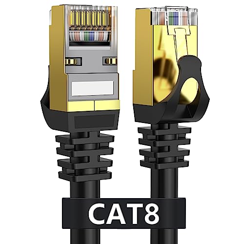 Cat-8-Ethernet-Kabel, 45.7 m, geschirmt, 26 AWG, 40 Gbit/s, 2000 MHz, SFTP-Patchkabel, strapazierfähig, High-Speed-Cat8-LAN-Netzwerk-RJ45-Kabel, für den Außenbereich, Modem, Gaming von Dacrown