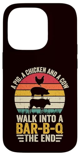 BBQ - A Pig A Chicken And A Cow Walk In A Bar B Q The End Hülle für iPhone 14 Pro BBQ - A Pig A Chicken And A Cow Walk In A Bar B Q The End Hülle für iPhone 14 Pro von Dad Jokes Barbecue Smoking Meats Design Outfit
