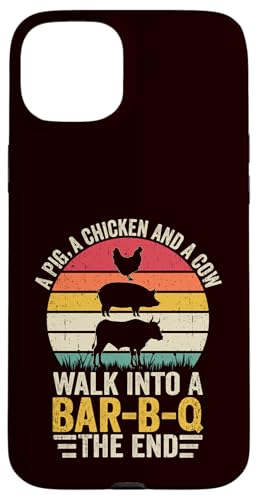 BBQ - A Pig A Chicken And A Cow Walk In A Bar B Q The End Hülle für iPhone 15 Plus BBQ - A Pig A Chicken And A Cow Walk In A Bar B Q The End Hülle für iPhone 15 Plus von Dad Jokes Barbecue Smoking Meats Design Outfit
