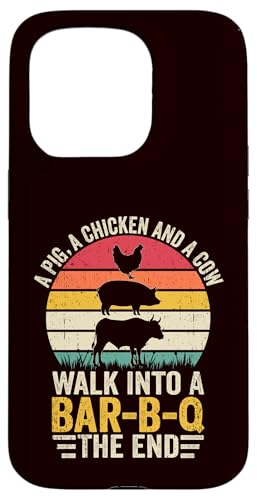 BBQ - A Pig A Chicken And A Cow Walk In A Bar B Q The End Hülle für iPhone 15 Pro BBQ - A Pig A Chicken And A Cow Walk In A Bar B Q The End Hülle für iPhone 15 Pro von Dad Jokes Barbecue Smoking Meats Design Outfit