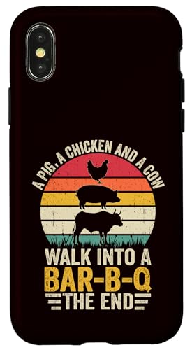 BBQ - A Pig A Chicken And A Cow Walk In A Bar B Q The End Hülle für iPhone X/XS BBQ - A Pig A Chicken And A Cow Walk In A Bar B Q The End Hülle für iPhone X/XS von Dad Jokes Barbecue Smoking Meats Design Outfit