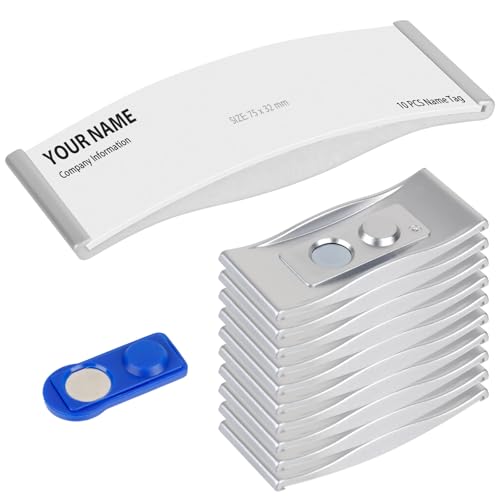 Dadabig 10 Stück Namensschilder für Kleidung, 7.8 * 3.2cm Transparent ID Namensschilder Gebogenes Design Silber Magnet Schilder Karten Halter Dadabig 10 Stück Namensschilder für Kleidung, 7.8 * 3.2cm Transparent ID Namensschilder Gebogenes Design Silber Magnet Schilder Karten Halter von Dadabig