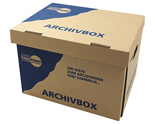 1-PACK Archivbox Lagerbox 400x320x290mm extrem stabil, bis 250kg stapelbar/Ausführung: Braun mit Beschriftung"Archivbox", 10 Stück von Dadanism