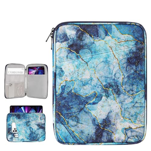 Dadanism 12,9 Zoll Tablet Tasche Sleeve Kompatibel mit iPad Pro 12,9" M2 6./5./4./3. Gen 2022-2018, 12,4" Samsung Galaxy Tab S9 FE+/S9+/S8+/S7 FE/S7+, 12,3" Surface Pro 8/7/6/5/4/X, Marmor Blau von Dadanism