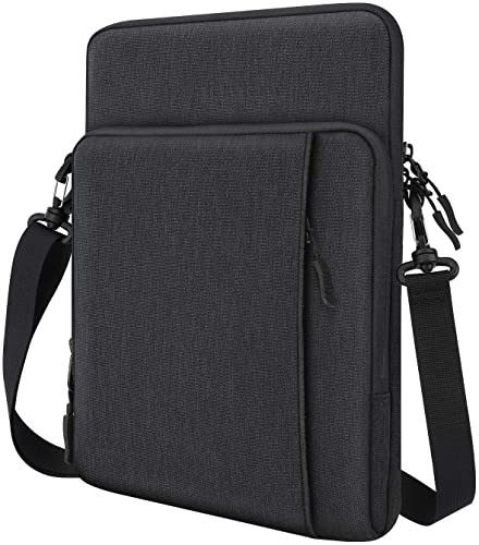 Dadanism 13,3-14 Zoll Tablet Organisator Tasche Hülle mit Schultergurt Kompatibel mit iPad Pro 12,9" M2 2022-2018, Galaxy Tab S9+/S8+/S7 FE/S7+ 12,4", Surface Pro 7+/7/6/5/4 12,3" - Schwarz+Grau von Dadanism