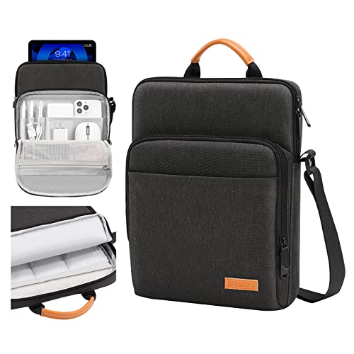 Dadanism 9-11 Zoll Tablet Tasche Hülle, Schultertasche für iPad 9./8./7. Gen 10,2, iPad Pro 11 M2 2022-2018, iPad Air 5/4 10,9, iPad 10. Gen 10,9 2022, Galaxy Tab A8/S9/A9+/S9 FE, Schwarz+Grau von Dadanism