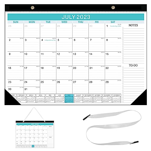Wandkalender 2023-2024, Großer 18 Monate Juli 2023 - Dezember 2024 Tischkalender, 43 x 30.5 cm Desktop Monatliche Kalender für Schule Büro Familie Organisieren Planen (Blau) von Daelesr