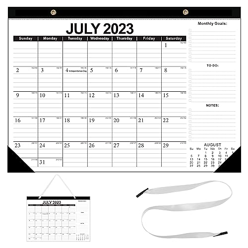 Wandkalender 2023-2024, Großer 18 Monate Juli 2023 - Dezember 2024 Tischkalender, 43 x 30.5 cm Desktop Monatliche Kalender für Schule Büro Familie Organisieren Planen (Schwarz) von Daelesr