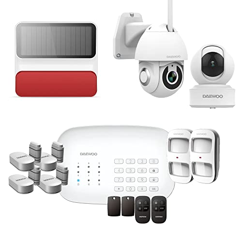 Daewoo SA636 – Modell Premium Plus kompatibel mit Tieren, kabelloser Alarm, WLAN/GSM, vernetzt, Außensirene, 2 Kameras, kompatibel mit Amazon Alexa, Google Home von Daewoo