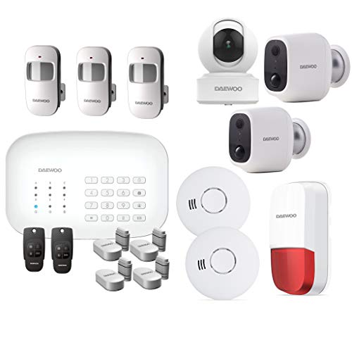 Daewoo Security Alarm-Set WiFi/GSM – Modell Schutz + Lieferung mit 13 AcHardlinesssets, 3 Kameras und 1 Sirene von Daewoo