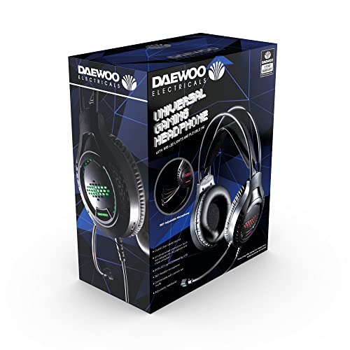 Daewoo Universal Wired Gaming Kopfhörer, RGB LED Leuchten, 360 Flexibles Mikrofon, verstellbares Kopfband von Daewoo