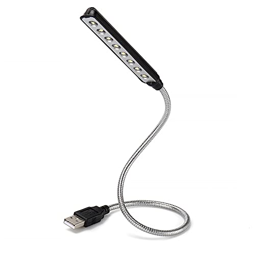 Daffodil ULT05 - LED USB Leselampe mit 8 langlebigen hellen LED´s - 6000 Kelvin - Kaltweiß - 360°C Schwanenhals - Schwarz von Daffodil