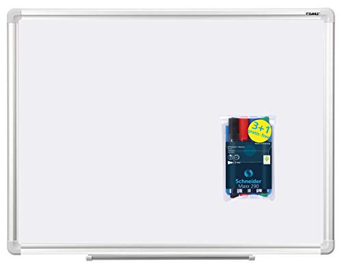 Dahle Basic Whiteboard (Beschreibbare Magnettafel in stabilem Alurahmen, 45 x 60 cm) (45 x 60 cm, Whiteboard + 4 Marker) von Dahle