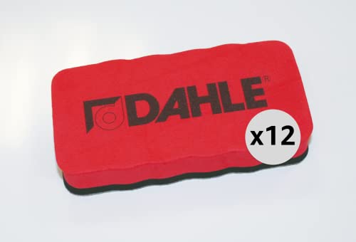 Dahle Whiteboard-Radiergummi (Magnetischer Wischer zur Trockenreinigung auf vielen Oberflächen) rot Multipack 12 Stück von Dahle