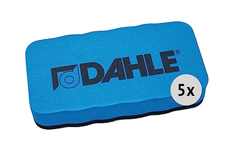 Dahle Whiteboard Schwamm (Magnetischer Wischer für Trockenreinigung auf vielen Oberflächen) 5 Stück, blau von Dahle