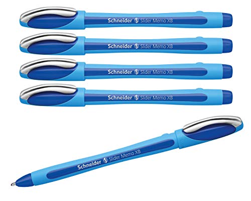 Schneider Schreibgeräte Kugelschreiber Slider Memo XB, Kappenmodell, blau (5X blau) von Dahle