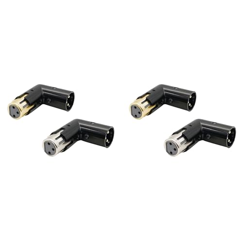Daijianbin 4 Stück Audio-Adapterstecker, 3-Poliger XLR-Winkeladapter, Verstellbar, Stecker auf Buchse, Rechtwinkliger XLR-Adapter (XLR 90-Grad-Adapter) von Daijianbin