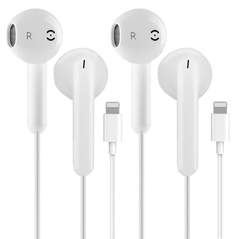 2 Pack iPhone Kopfhörer mit Kabel, [Apple MFI Zertifiziert] Lightning Kopfhörer mit Mikrofon Ohrhörer Kompatibel mit iPhone 14/13/12/11/X/Pro/Pro Max (Weiß) von Dairle