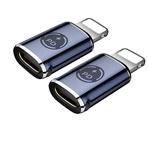 2 Pcs Apple MFi Zertifizierter USB C Buchse auf Lightning Adapter, 27W PD Schnellladeadapter, Kompatibel mit iPhone 14 13 12 11 Pro Max, Xs, XR, iPad (Nicht für Die Verwendung mit Kopfhörern Geeignet) von Dairle