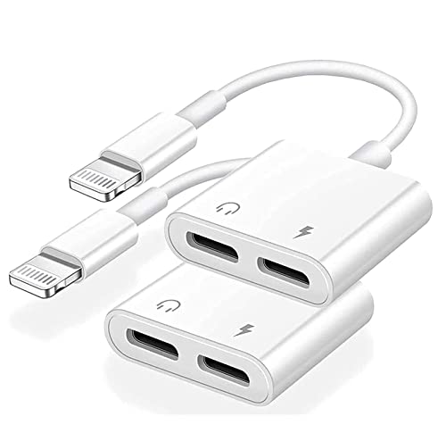 [Apple MFI Zertifiziert] 2 Pack iPhone Kopfhörer Adapter, 4 in 1 Dual Lightning AUX Ladegerät Adapter Dongle Kabel Splitter Kopfhörerkonverter Kompatibel mit iPhone 13/12/11 /X/XR/7/8P/7P von Dairle