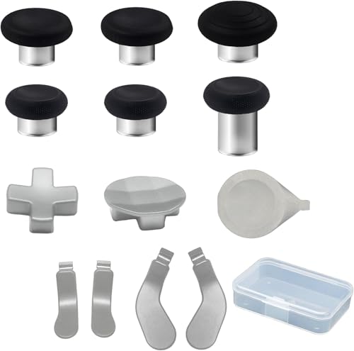 13 Pack Thumbsticks für Xbox Elite Series 2 Controller,Elite Series 2 Controller Zubehör für Xbox Elite Series 2 Core Ersatz Paddles für Xbox Elite 2 Controller(Silber) von Dakexiong
