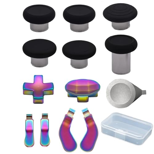 13 in 1 Metal Thumbsticks for Xbox One Elite Series 2, Thumbsticks Paddles Replacement for Xbox Elite Series 2 Joystick Paddles D-Pads Repair Kit 6 Thumbsticks, 4 Paddles, 2 D-Pads, 1 Tool,Rainbow 13 in 1 Metal Thumbsticks for Xbox One Elite Series 2, Thumbsticks Paddles Replacement for Xbox Elite Series 2 Joystick Paddles D-Pads Repair Kit 6 Thumbsticks, 4 Paddles, 2 D-Pads, 1 Tool,Rainbow von Dakexiong