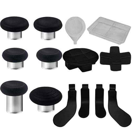 13 in 1 Metall-Daumensticks für Xbox One Elite Serie 2, Ersatz-Magnetknöpfe-Kit für Xbox Serie 2 Core, enthält 6 magnetische Swap-Joysticks, 4 Paddles, 2 D-Pads, 1 Einstellwerkzeug (Schwarz) von Dakexiong