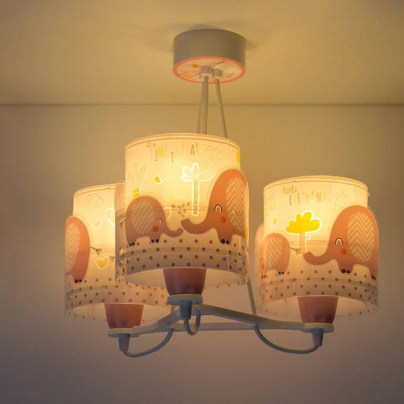 Kinder-Hängelampe Little Elephant, 3-flammig, rosa von Dalber