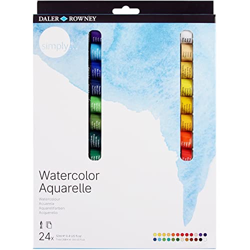 Daler Rowney 134500124 - Simply Watercolour Set, 24 x 12 ml, blau von Daler Rowney