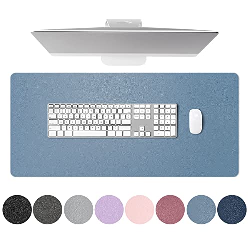 Schreibtischunterlage Leder - Multifunktion Mousepad aus Wasserdichtes PU-Leder - 80 × 40 cm Große Größe, Mouse Pad Für den Heim- oder Bürogebrauch (Grau Blau) von Dalifer
