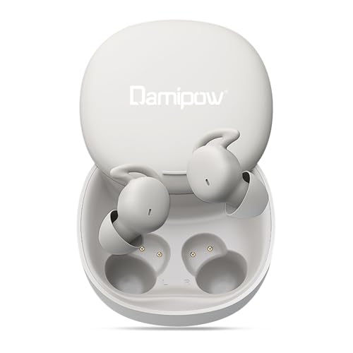 Damipow L29 In Ear Kopfhörer Bluetooth,Mini Schlaf Earbuds mit Mikrofon und Lautstärkeregler,Gehörschutz Schlafen Unterdrückung Lärm& Schnarchen,Kann einzeln verwendet Werden,USB-C Aufladen von Damipow