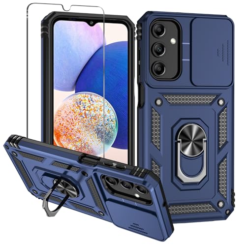 Damtong für Samsung Galaxy A15 Hülle: Kameraschutz Schutzhülle Mit Schutzfolie Drehbarer Fingerring Ständer Militärqualität Stoßfest Bumper Handyhülle für Samsung A15 4G/5G Case Blau von Damtong