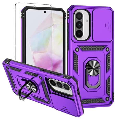 Damtong für Samsung Galaxy A36 5G Hülle: Kameraschutz Schutzhülle Mit Schutzfolie Drehbarer Fingerring Ständer Militärqualität Stoßfest Bumper Handyhülle für Samsung A36 5G Case Lila von Damtong