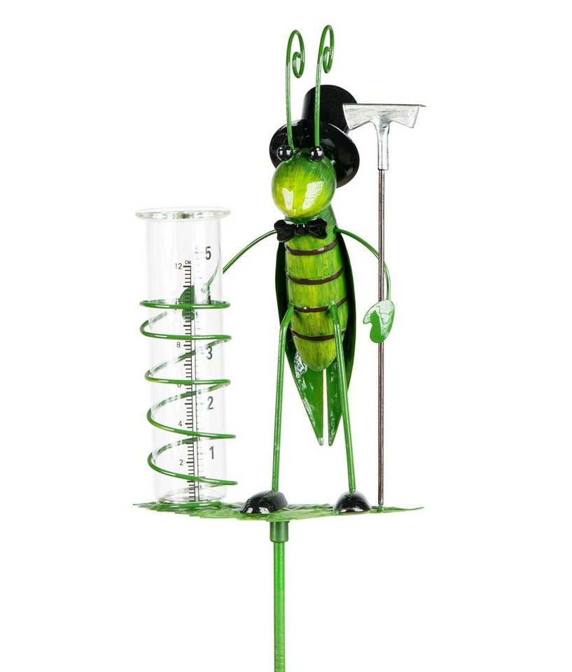 DanDiBo aus Metall mit Erdspieß 140 cm Grashüpfer 585905 Niederschlagsmesser Regenmesser (Inklusive Glas wetterfest Gartendeko Gartenstecker Bodenstecker) von DanDiBo