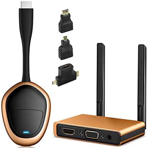 Wireless HDMI Transmitter and Receiver 4K, 5G HD HDMI Wireless Receiver 164FT/50M, kabelloser HDMI-Sender unterstützt Audio-Video von MAC/Tablet/PC/Kamera/PS4/5 zu HDTV/Projektor/Monitor, Orange von DanDun