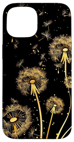 Goldene Löwenzahn-Blumen auf Schwarz Hülle für iPhone 15 Goldene Löwenzahn-Blumen auf Schwarz Hülle für iPhone 15 von Dandelion Flower Floral Accessories