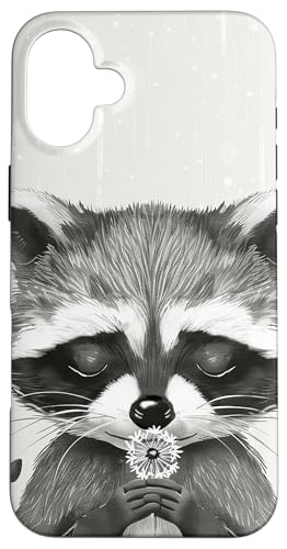 Waschbär mit Pusteblume weiß Hülle für iPhone 16 Plus Waschbär mit Pusteblume weiß Hülle für iPhone 16 Plus von Dandelion Flower Floral Accessories
