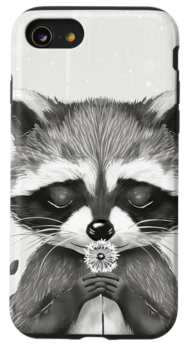Waschbär mit Pusteblume weiß Hülle für iPhone SE (2020) / 7 / 8 von Dandelion Flower Floral Accessories