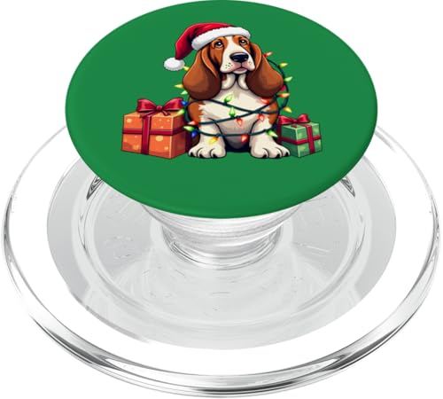 Basset Hound verpackt in Weihnachtsbeleuchtung mit Weihnachtsmannmütze PopSockets PopGrip für MagSafe Basset Hound verpackt in Weihnachtsbeleuchtung mit Weihnachtsmannmütze PopSockets PopGrip für MagSafe von Danea's Gifts for Basset Hound Owners